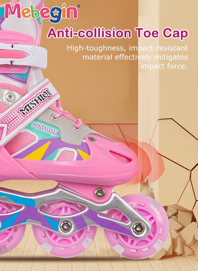 MEBEGIN Girls Roller Skates Set with Protective Gear and Helmet, Fashion Durable Roller Boots with Wear-resistant Flashing Wheels and Comfortable Interior, 4 Sizes Adjustable, Suitable for Girls and Youth Beginner, Perfect Gift for Girls - Image 5